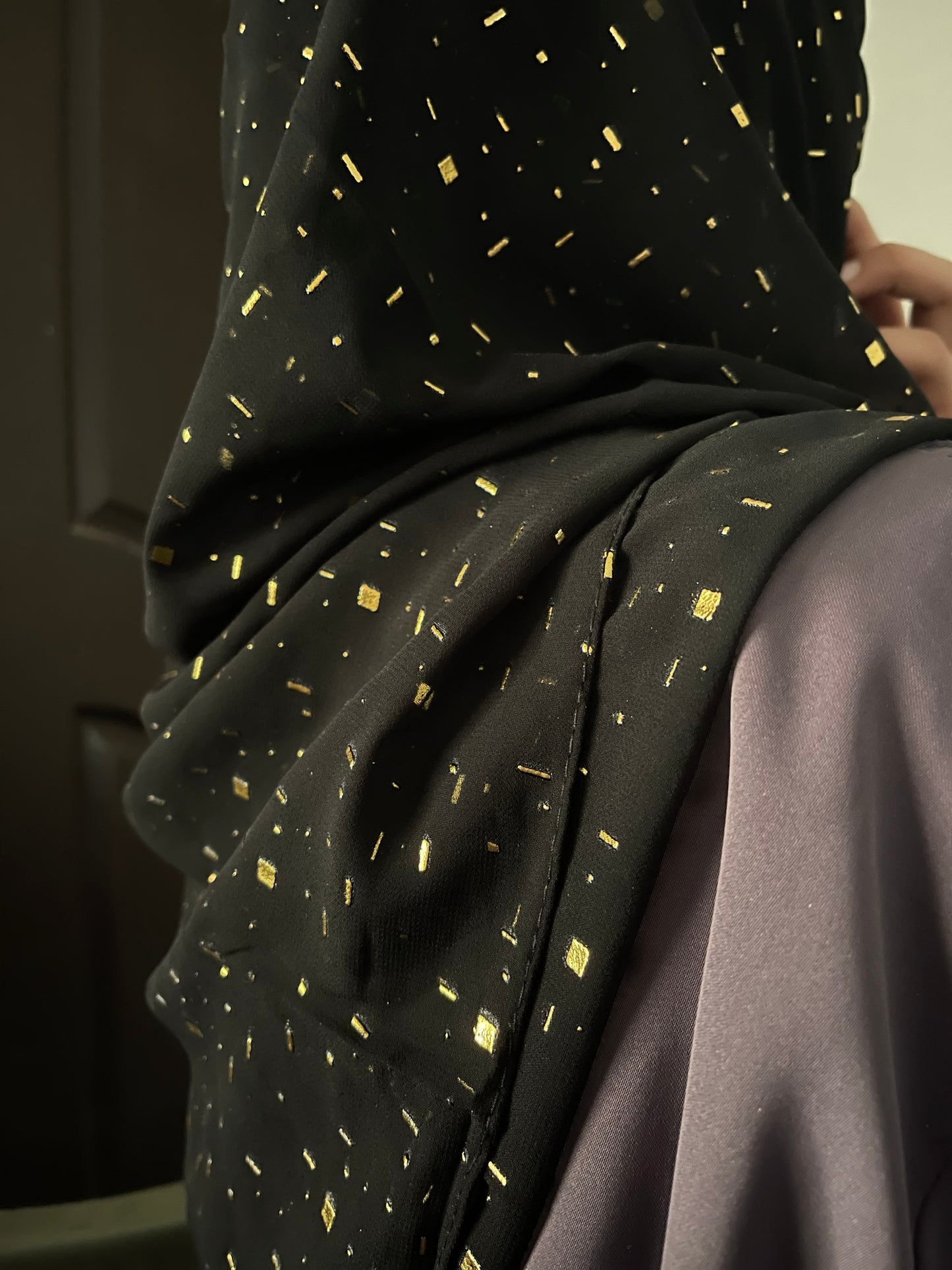 Black Foil Print Hijab