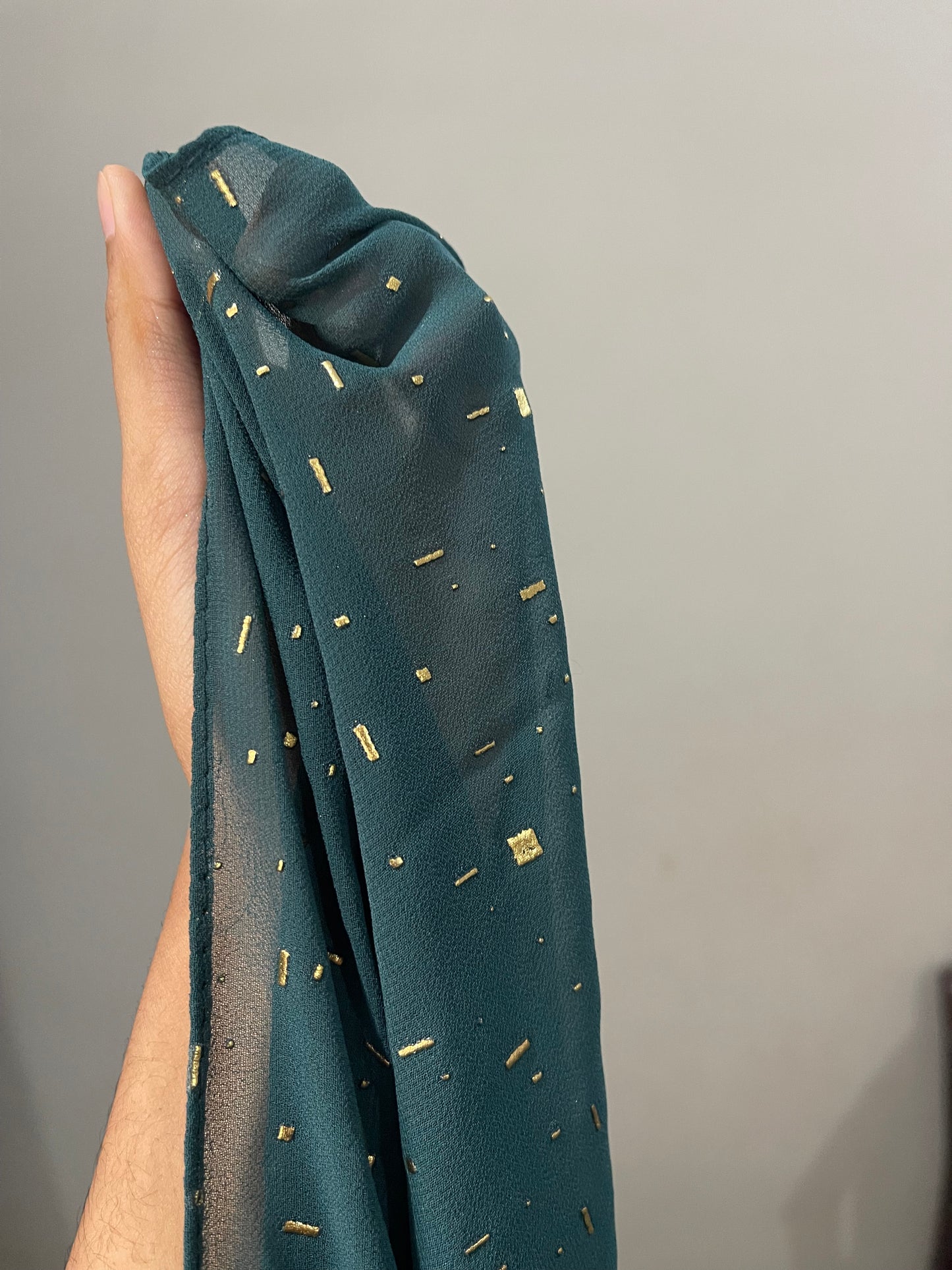 Dark Green Foil Print Hijab