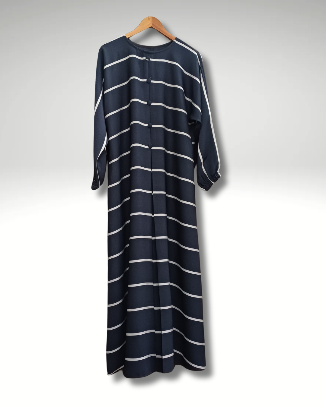 Striped Abbaya Dark Grey Color