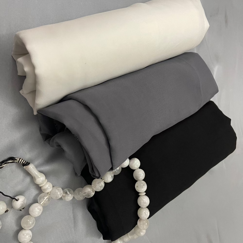 Premium Quality Imported Fabric 2-in-1 Chiffon Hijab with Attached Cap - Grey