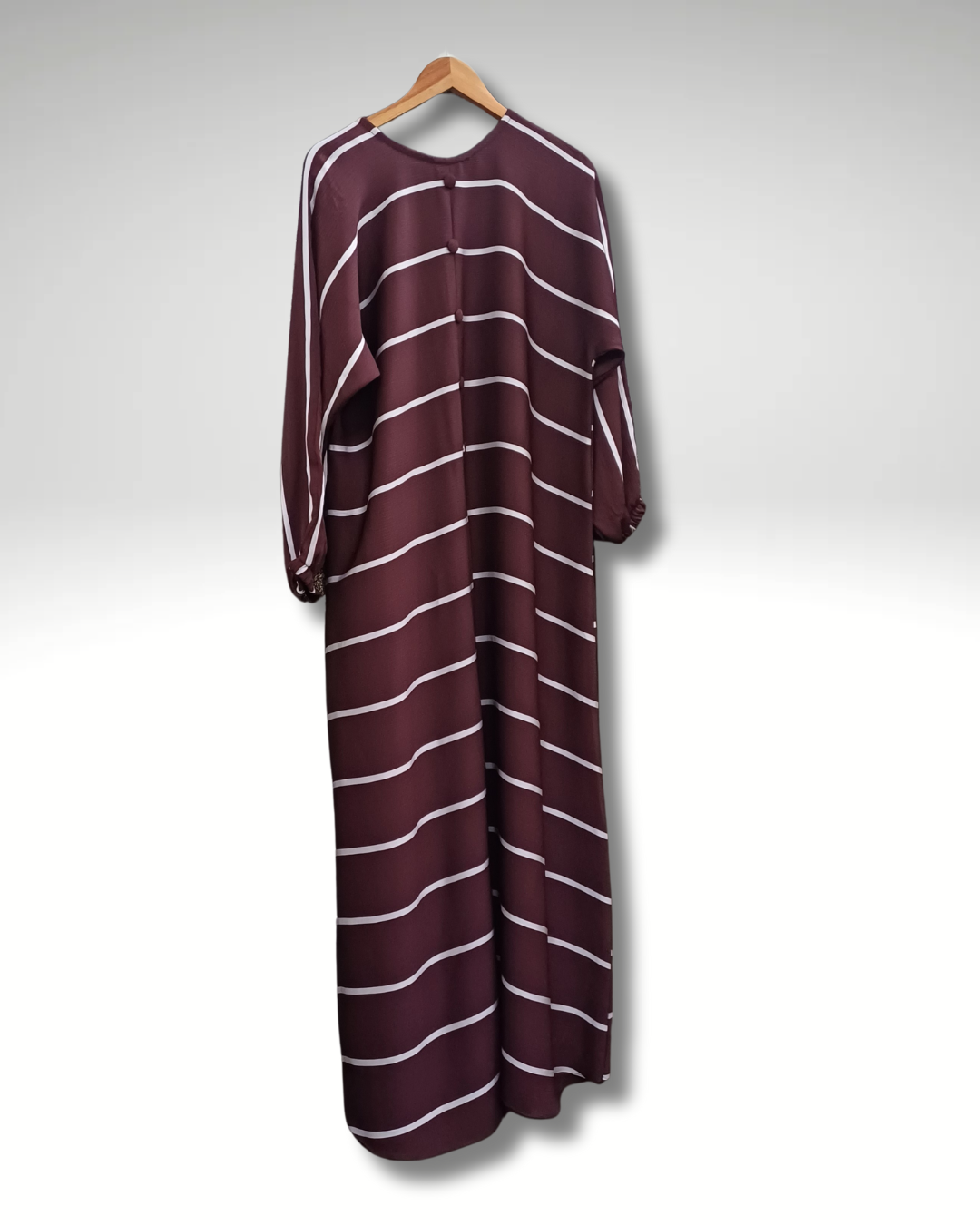 Striped Abbaya Dark Maroon Color