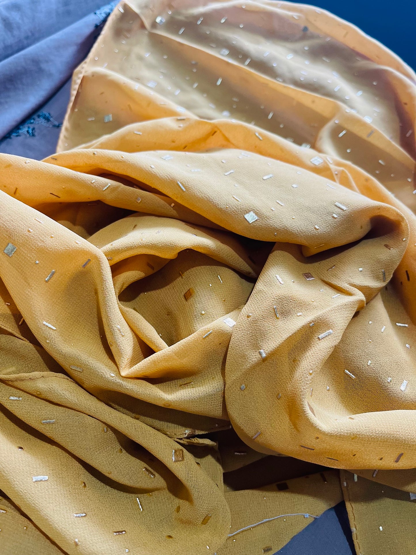 Mustard Foil Print Hijab