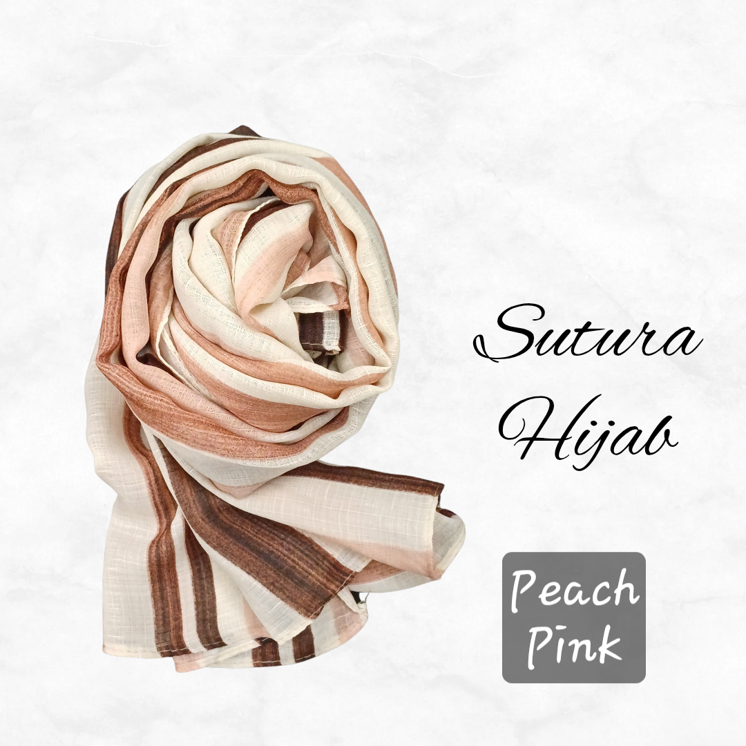 Sutura Printed Peach Pink Hijab
