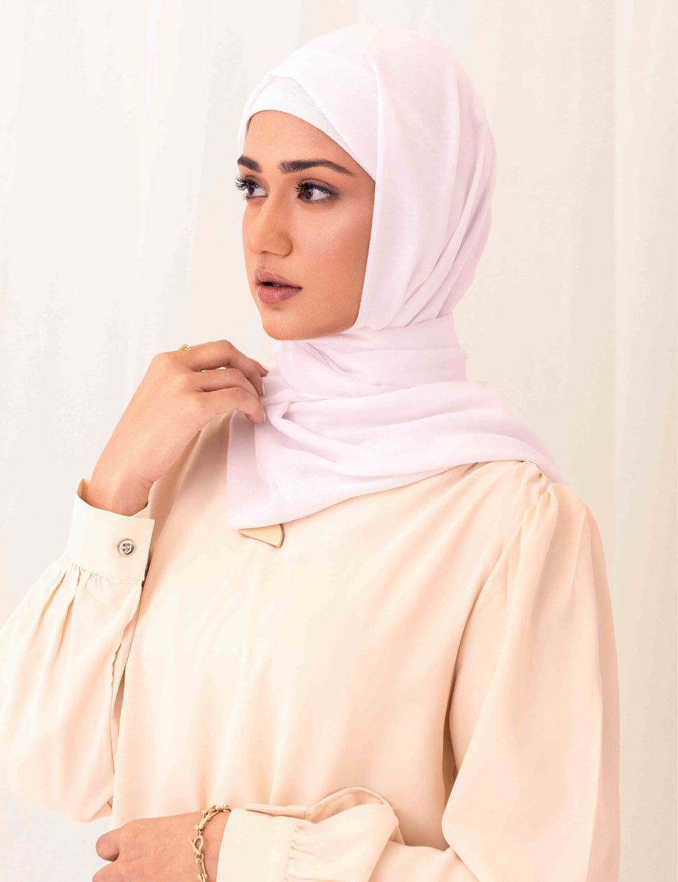 Plain Chiffon Scarf - White