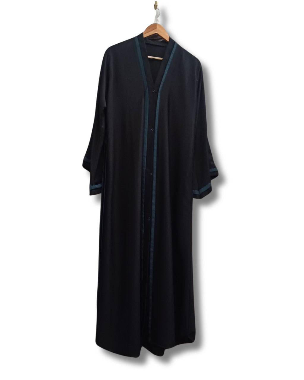 Luxe Abbaya Black with Dark Green Piping