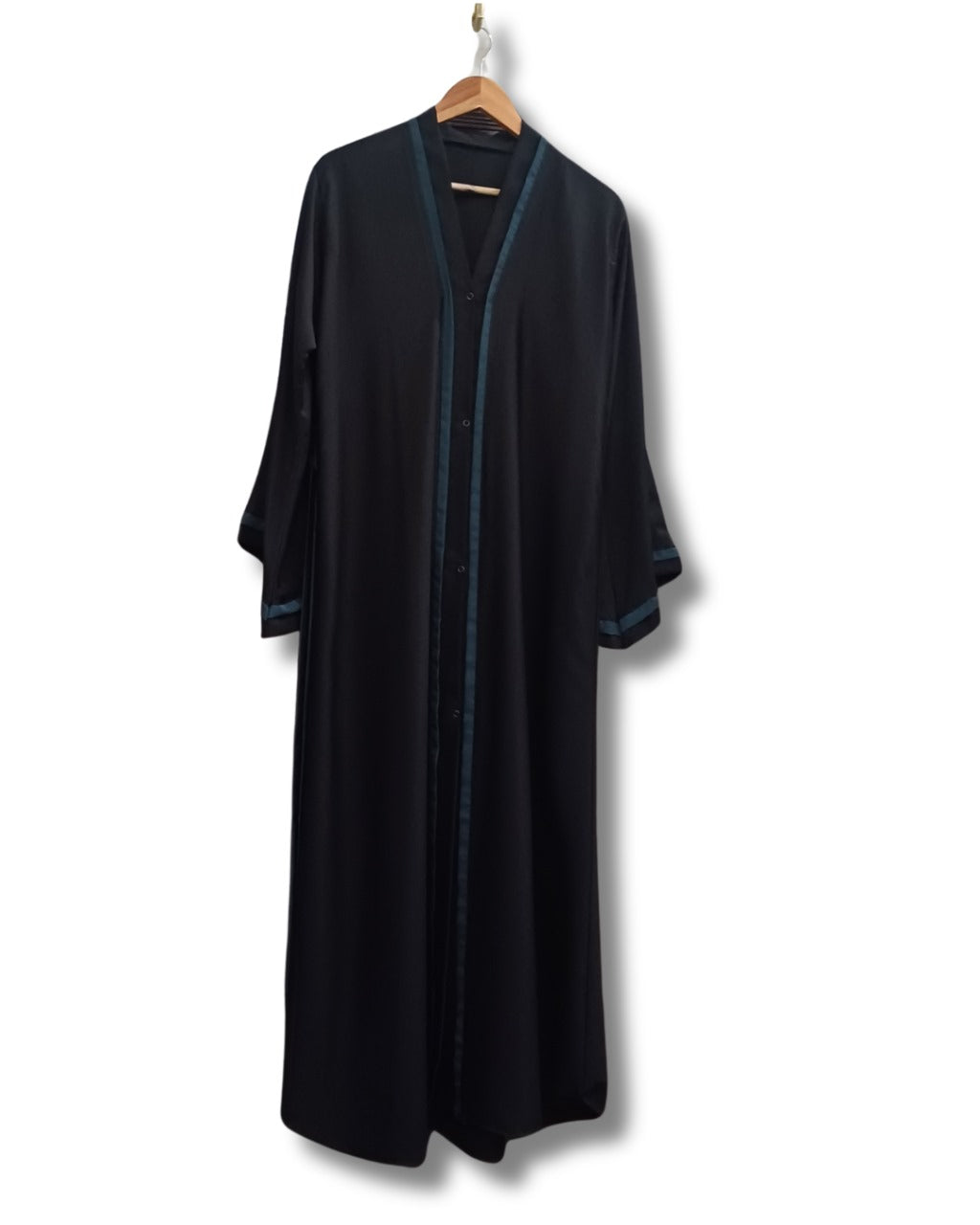 Luxe Abbaya Black with Light Green Piping
