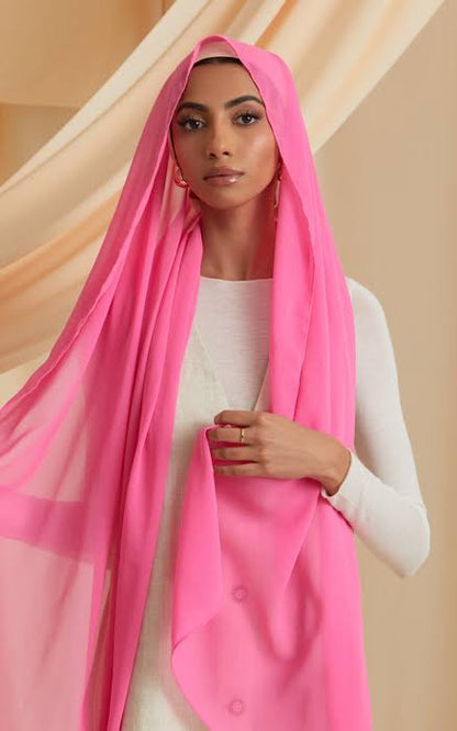 Premium Quality Imported Fabric 2-in-1 Chiffon Hijab with Attached Cap - Baby Pink | Nest Mart | Free Shipping