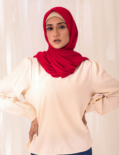 Premium Quality Imported Fabric 2-in-1 Chiffon Hijab with Attached Cap