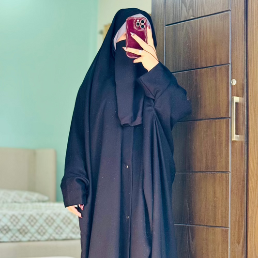 Premium Quality Irani Chaddar + Chiffon Hijab with Attached Cap + Naqab