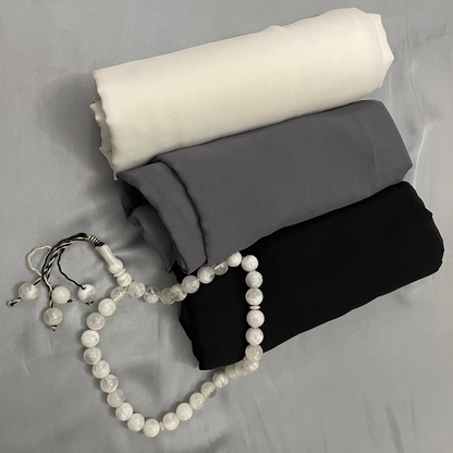 Premium Quality Imported Fabric 2-in-1 Chiffon Hijab with Attached Cap - Grey