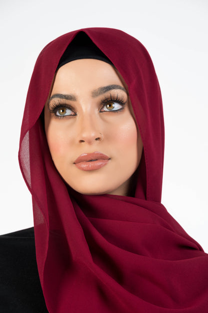 Metallic Chiffon Hijab - Shimmery Maroon