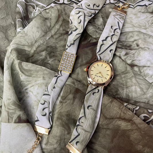 Khayal - Luxury Hijab Collection with Matching Watch & Bracelet - Olive Green