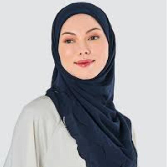 Plain Chiffon Scarf - Navy Blue