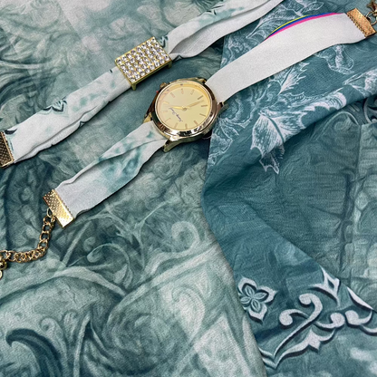 Khayal - Luxury Hijab Collection with Matching Watch & Bracelet - Teal Green