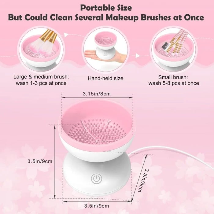 USB Power Electric Makeup Brush Cleaner Machine, Portable Automatic Spinner Brush  Cleaner Tools for All Size Makeup Brushes, Make Up Brush Cleaner