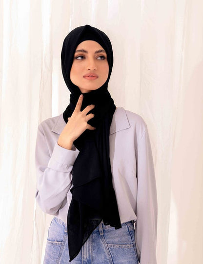 Plain Chiffon Scarf - Black