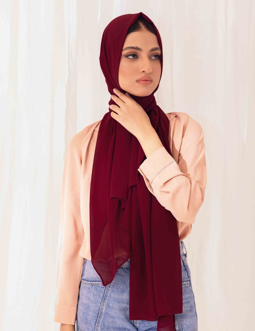 Plain Chiffon Scarf - Maroon