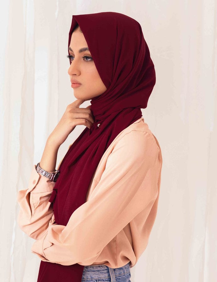 Plain Chiffon Scarf - Maroon