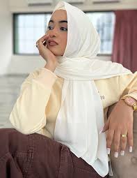 Premium Quality Imported Fabric 2-in-1 Chiffon Hijab with Attached Cap - White | Nest Mart | Free Shipping