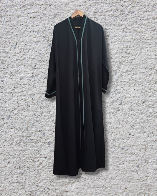 Luxe Abbaya Black with Light Green Piping