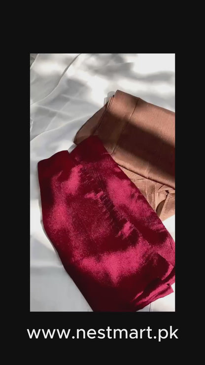 Metallic Chiffon Hijab - Shimmery Maroon